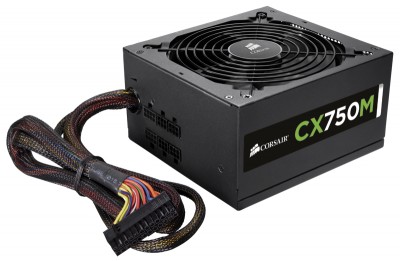 Fuente de poder CORSAIR CX750M 80 Bronze, 750 W, 100 - 240 V, 47 - 63 Hz, PC, Negro